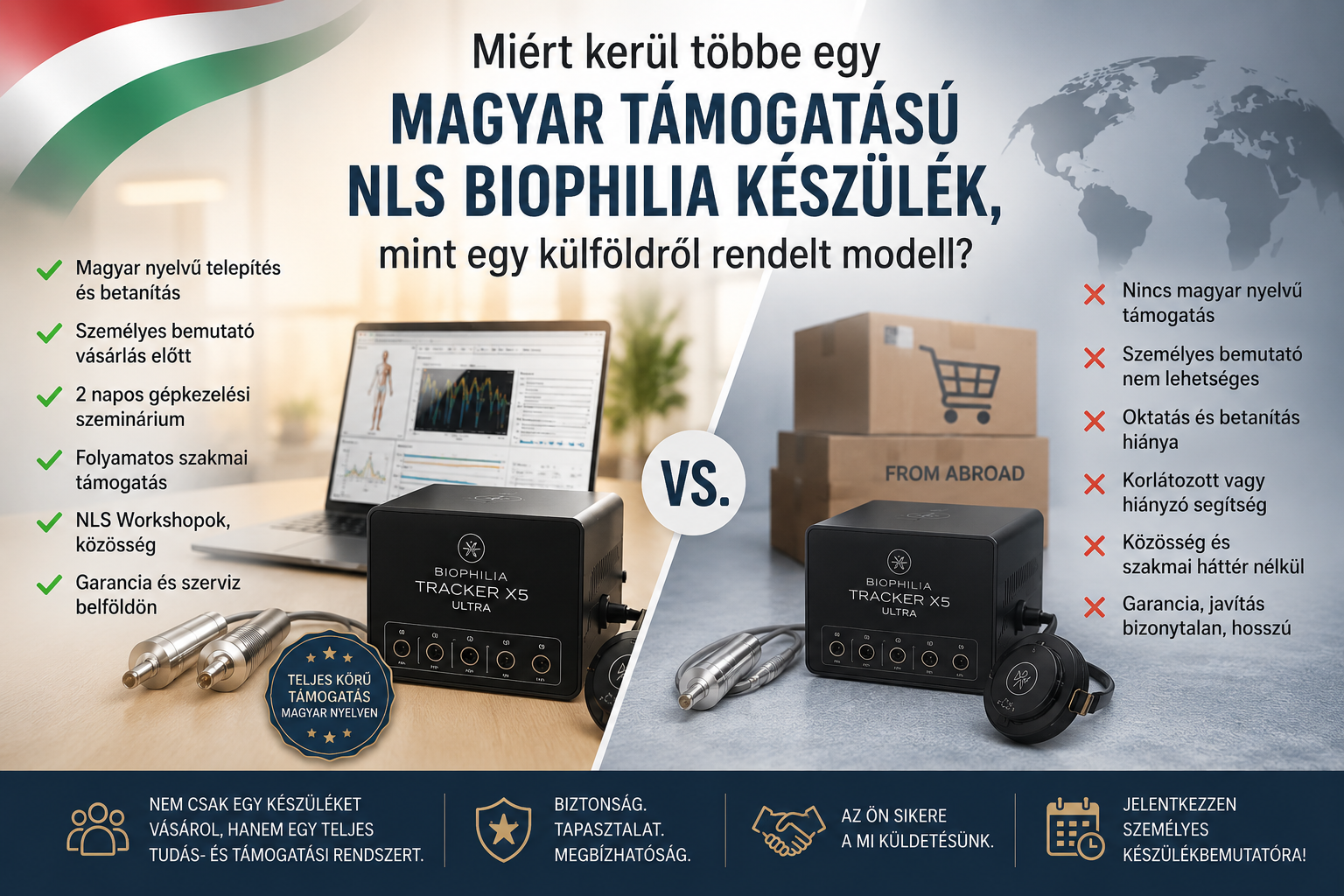 Miért kerül többe egy magyar támogatású NLS Biophilia készülék, mint egy külföldről rendelt modell?